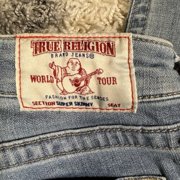 True Religion Super Skinny Knee Slit Blue Jeans Women's Size 28 - Picture 6 of 9